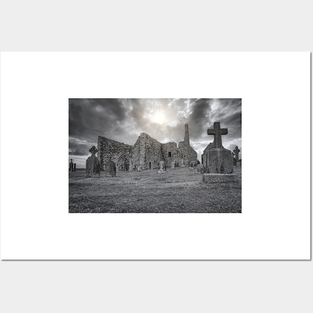 Clonmacnoise monastery ruins on the Shannon in Ireland Wall Art by Offiinhoki